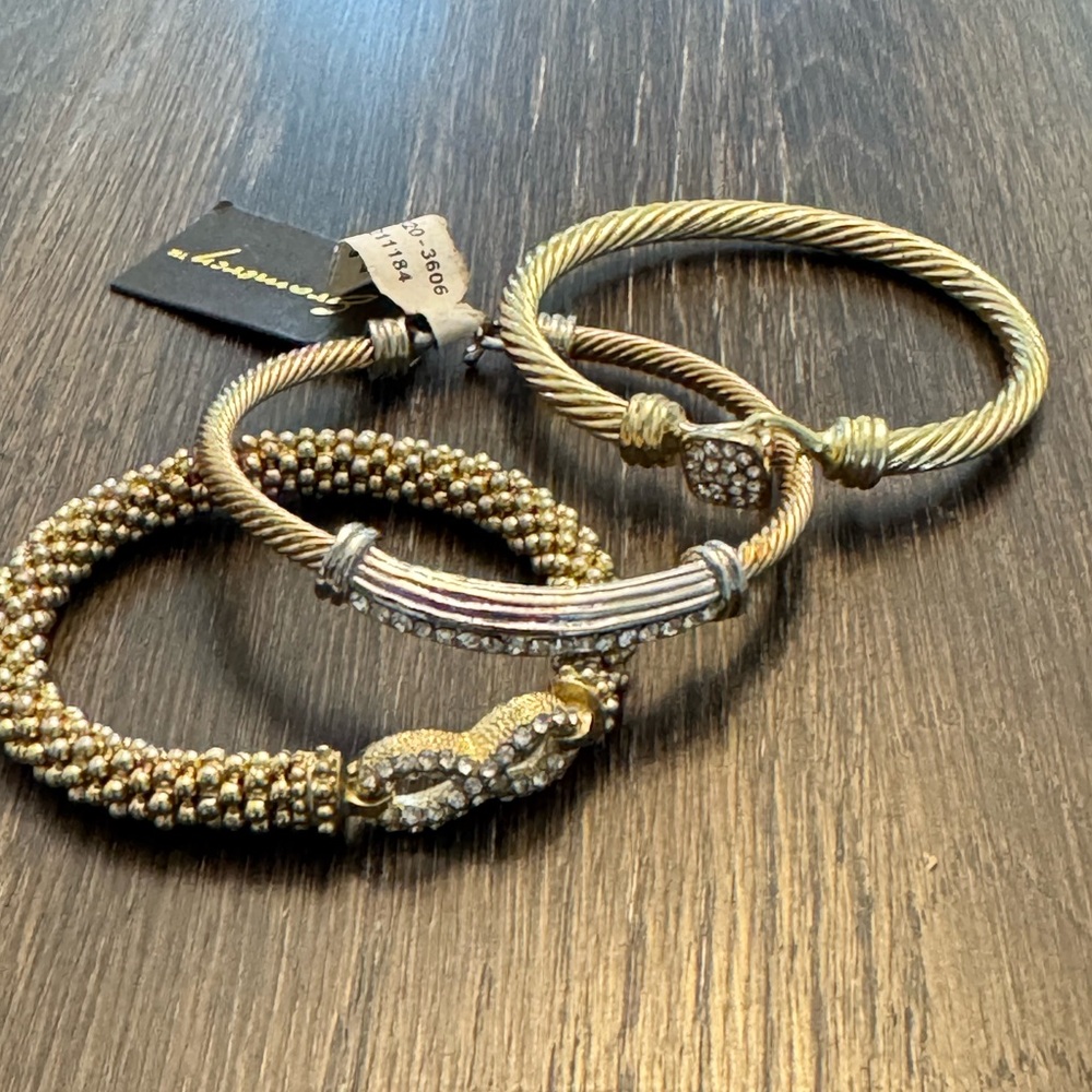 Elegant Gold and Silver Tone Bracelet Set